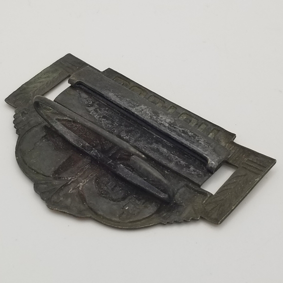 Boston Ma Antique Art Deco Metal Name Tag C Clasp Pin 20s State House 1.5"X1.75" - Picture 6 of 12